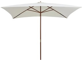 vidaXL Guarda-sol com poste em madeira 200x300 cm branco nata