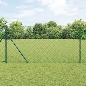 vidaXL Conjunto de Postes de Cerca Verde 1.5 x 10 m Aço Galvanizado