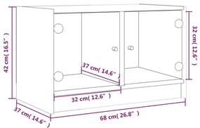 Móvel de TV c/ portas de vidro 68x37x42 cm carvalho sonoma