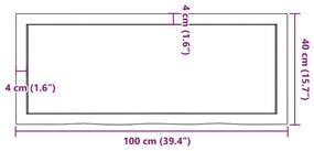 Prateleira de parede 100x40x(2-4)cm carvalho maciço não tratado