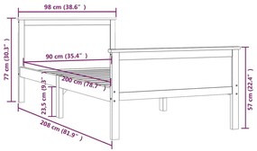 Estrutura de cama 90x200 cm pinho maciço castanho mel