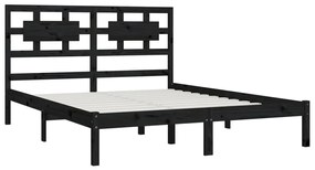 Estrutura de cama 200x200 cm pinho maciço preto