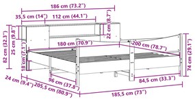 Cama sem colchão 180x200 cm pinho maciço castanho-mel