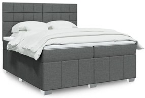Cama com molas/colchão 200x200 cm tecido cinzento-escuro