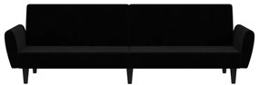 Sofá-cama de 2 lugares veludo preto