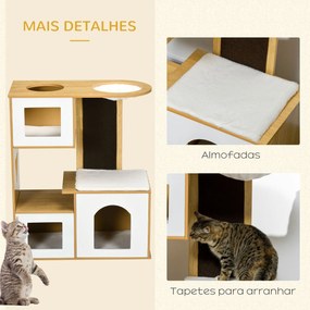 PawHut Casa para Gatos Altura 92,5cm Torre para Gatos com 3 Casas de M