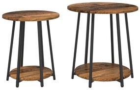 Conjunto de Mesas de Apoio 2 pcs em Madeira Velha, Madeira Engenharia