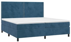 Cama com molas/colchão 200x200 cm veludo azul-escuro