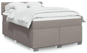 vidaXL Cama com molas/colchão 140x200 cm tecido castanho-acinzentado