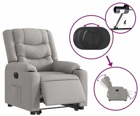 Poltrona reclinável elevatória elétrica tecido cinzento-nublado