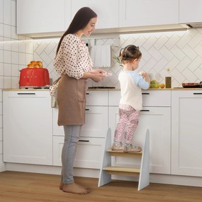 Banco para Crianças de 2 Degraus Torre de Aprendizagem Escada para Crianças acima de 3 Anos para Casa de Banho Cozinha 43x30x55 cm Branco