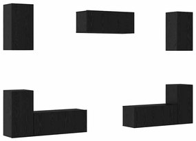 Conjunto de móvel de TV 7 pcs Carvalho preto Madeira processada