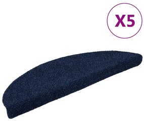 Tapetes escada autoadesivos 5 pcs 56x17x3 cm azul-marinho