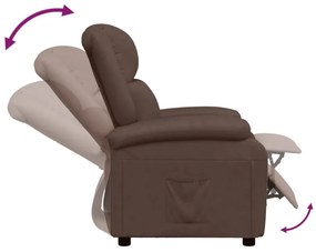 Poltrona reclinável couro artificial castanho