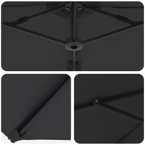 Guarda-sol cantilever de jardim com bloqueio Preto Largo