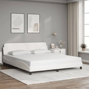 Estrutura cama c/ cabeceira 180x200 cm couro artificial branco