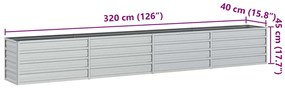 Canteiro elevado de jardim 320x40x45cm aço galvanizado prateado