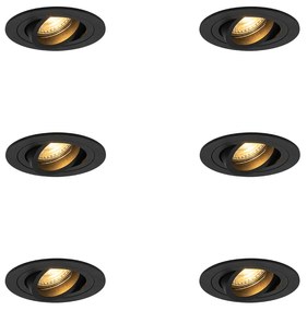 Conjunto de 6 Focos Embutidos Modernos Pretos - Rondoo