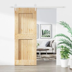 VidaXL Porta de correr com ferragens 80x210 cm madeira de pinho maciça