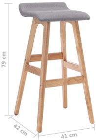 Cadeiras de bar 2 pcs tecido cinzento-claro