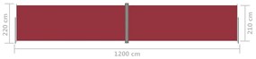 Toldo lateral retrátil 220x1200 cm vermelho