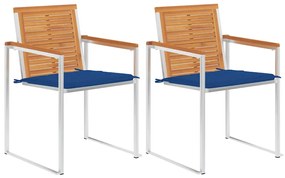 vidaXL Cadeiras de jardim com almofadões 2 pcs acácia maciça e aço