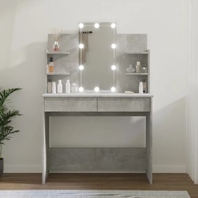 vidaXL Toucador com LEDs 96x40x142 cm cinzento cimento