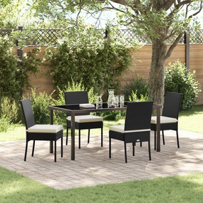Conjunto de Jantar para Jardim 5 Peças Preto Polirã