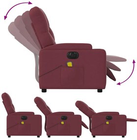 Poltrona reclinável de massagens elétrica tecido vermelho tinto
