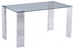 Mesa Jantar BETSY, aço inoxidável, vidro temperado, 160x90 cms