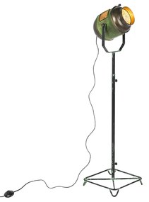 Candeeiro de pé industrial bronze com verde 140 cm - Byron Retro