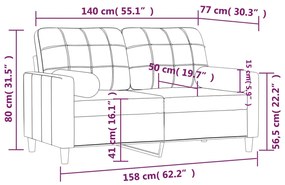 Sofá 2 lugares + almofadas decorativas 140 cm tecido preto