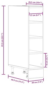 Armário inferior “Riga” 20x44,5x81,5cm cinzento sonoma