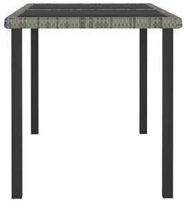Mesa de jantar para jardim 140x70x73 cm vime PE cinzento