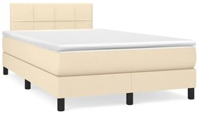 Cama box spring c/ colchão e LED 120x190 cm tecido cor creme