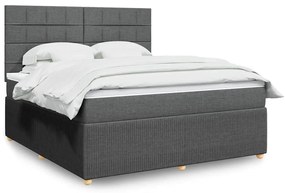 vidaXL Cama com molas/colchão 180x200 cm tecido cinzento-escuro