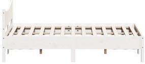 Cama sem colchão 140x200 cm madeira de pinho maciça branco
