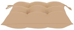 Cadeiras de jardim c/ almofadões beges 6 pcs teca maciça