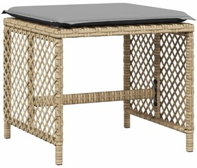 13 pcs conjunto de jantar p/ jardim com almofadões vime PE bege