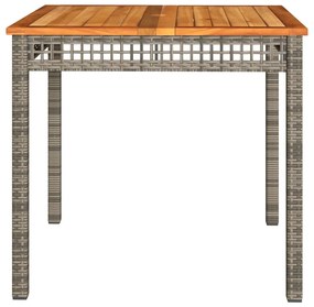 Mesa de jardim 80x80x74 cm vime PE e madeira de acácia cinzento