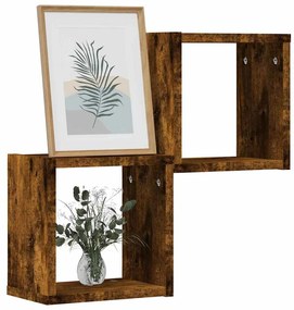 Prateleiras de Cubo de Parede - 2 peças em Carvalho Escuro, 26x15x26 c