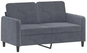 2 pcs conjunto de sofás com almofadas veludo cinzento-escuro