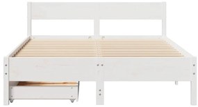Cama sem colchão 140x190 cm madeira de pinho maciça branco