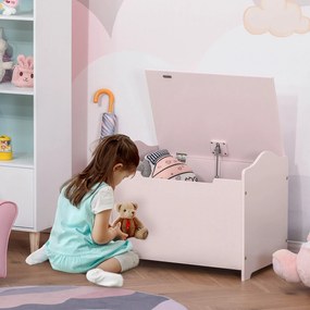 Caixa de brinquedos tipo baú de arrumação, dim. 60 x 40 x 48 cm, com amortecedor pneumático, em MDF rosa