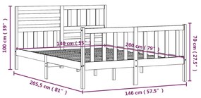 Estrutura de cama 140x200 cm madeira maciça branco