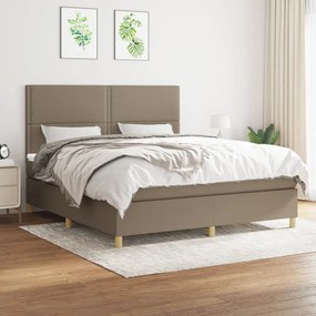 vidaXL Cama com molas/colchão 160x200 cm tecido castanho-acinzentado