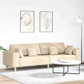 vidaXL Sofá de Tecido com almofada Creme 208 cm tecido