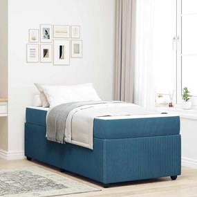 vidaXL Estrutura de cama com colchão Outros Azul 90 x 190 cm Veludo
