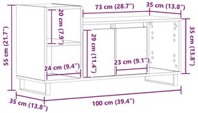 Armário para TV vidaXL Preto Carvalho 100x35x55 cm Madeira Engineered