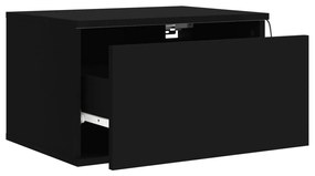 Mesa de cabeceira de parede com luzes LED preto